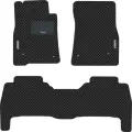 Автомобильные коврики EVA для Toyota Land Cruiser 200 дорестайл (2007-2012), каучуковый подпятник и 2 эмблемы, чёрные с чёрным кантом, ячейка - ромб