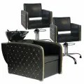Парикмахерский комплект Голдиум Black, Черный, 2 кресла гидравлика пятилучье, 1 мойка глубокая черная раковина