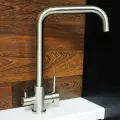 Смеситель для кухни с высоким изливом и подключением фильтра питьевой воды (нержавеющая сталь) HAIBA HB43829 цвет-сатин.