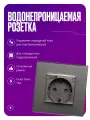 Встраиваемая розетка водонепроницаемая с защитной крышкой на 16А стеклянная с заземлением, серая