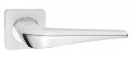 Ручка дверная межкомнатная на квадратной розетке RENZ Фиоре, супер белый/хром блестящий