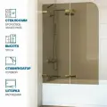 Шторка на ванну GWMPTRPL862A-66 120x160 см, цвет фурнитуры золотой металлик, стекло бронзовое закаленное 6 мм
