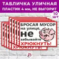 Табличка «Бросая мусор на улице, не забывайте хрюкнуть!», 24х16см, пластик 4мм, 1 шт.