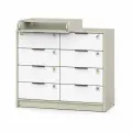 Пеленальный комод Атон Мебель Zeus, 8 ящиков, Шимо светлый/белый