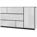 Комод белый с ящиками для вещей 140 х 83 х 45 см Комод стеклянный глянцевый