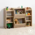 Стеллаж для игрушек, для книг, 104х24,9х76,1, Топ 16.422.03, Дуб Белый exclusive, LOGIUM, деревянный напольный в детскую