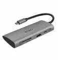 Переходник - Хаб, адаптер 7 в 1 WiWU Alpha 731HP мультиконцентратор USB 3.0, док-станция, зарядка Type-C, концентратор - Серый