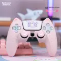 GeekShare PS5 Controller Protective Case, Pink Cat Ear Game-Specific Silicone Grip Cover, Cat Paw Joystick Cap Set, Accessories