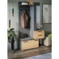Прихожая Мебель Трия Эрика, ЛДСП, дуб крафт золотой/графит серый, с зеркалом и обувницей
