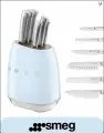 Набор ножей SMEG, 6шт, с подставкой, сталь, антискользящие ручки Soft Touch, белые