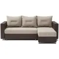 Угловой диван-кровать Ария раскладной 225х78х150 см правый угол Корфу беж и экокожа шоколад