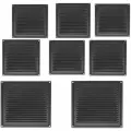 Вентиляционная решетка металлическая, решетка для вентиляции с сеткой 200х200, комплект 8 шт черная