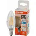 10шт/уп. Лампа LED Свечка 6Вт 220-240V E14 806Лм 6500К Угол 300 град. D-35mm L-100mm Филаментная Стекло Свет Холодный белый OSRAM, уп. 10шт