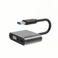 Адаптер USB 3.0 в HDMI+VGA (чип 9125) 1080P Full HD, серебристый