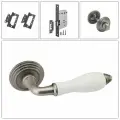 Комплект ручек для дверей Adden Bau PORCELLANA_V214_AGED_SILVER_WC, состаренное серебро (ручка + замок WC + 2 петли без врезки + завертка)