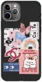 Силиконовый чехол на Apple iPhone 11 Pro / Эпл Айфон 11 Про с рисунком Cute Stickers Soft Touch черный