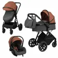 Коляска трансформер для новорожденных 3 в 1 Jovola Folk универсальная, всесезонная, терракот