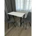 Дизайнерский стол обеденный/ цвет Белый, 110*60 см. Ножки черные.