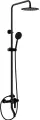 Душевая стойка RGW Shower Panels SP-24B с тропическим душем, со смесителем, с изливом, черная, латунная, рычаг сбоку, с лейкой, с девиатором, матовая