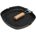 Практическая сковорода-гриль 28 см с антипригарным покрытием и складной ручкой для жарки стейков, овощей и барбекю на кухне
