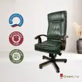 Компьютерное кресло руководителя офисное Локарно, полностью из натуральной кожи, дерево, нагрузка 200 кг, зеленое (Pino)