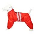 Демисезонный комбинезон для американского кокер-спаниеля кобеля, на тонком синтепоне, повышенной прочности, со светоотражающими полосами, цвет красный