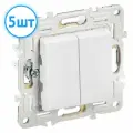 Механизм выключателя IEK SKANDY 2-клавишный 10А арктический белый SK-V04W SK-V20-0-10-K01 (комплект из 5 шт.)