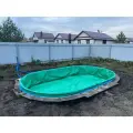 Тент Лагуна, для зимней консервации, овальный, изумрудный, для каркасного бассейна, 8x3,5 м
