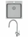 Комплект: Мойка для кухни KUCHENSTERN HERD 45 R-25 + Смеситель DRIM-F из нержавеющей стали AISI 304 + ролл-мат
