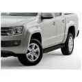 Пороги алюминиевые с площадкой BLACK (арт. F193ALB.5803.2) VOLKSWAGEN Amarok 2016- н. в.