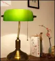 Зеленая винтажная настольная лампа Banker, классический стеклянный абажур, лампа для чтения, прикроватная тумбочка-G-E