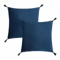 Этель Набор декоративных наволочек Этель с кисточками, цвет синий, 45х45 см - 2 шт, полиэстер, велюр