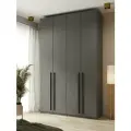 Шкаф для одежды распашной с ящиками 4-х дверный с антресолью, Графит, 2600х1600х520 мм