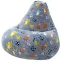 Мир Пуффов Кресло-мешок «Груша» Кошки жаккард , с ручкой для переноски, размер- XXXL