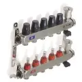 Коллекторная группа для теплого пола TIM на 5 выходов с расходомерами из нержавеющей стали 1 - 3/4 евроконус KCS5005