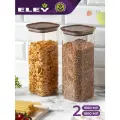 Набор банок для хранения еды и сыпучих продуктов из жаропрочного стекла Eley с крышкой из натуральной акации 2 штуки - 1900 мл