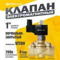 Электромагнитный (соленоидный) клапан для воды Hydrocast DW21-25 G 1, 220 В, латунь, NC (закрыт при отсут. 220 В), мембрана VITON