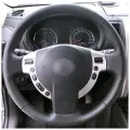 Накладка из натуральной кожи Кожа рулит на руль Nissan Qashqai I (2006-2013), Nissan NV200 (2009-2016), Nissan X-Trail II (2007-2015), Mitsubishi Delica V (2011-2016), черная, для замены штатной накладки