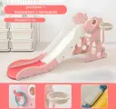 Детская горка с динозавром, складная, многофункциональная, розовая + комплект с кольцом