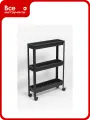 Этажерка Violet VIKEA узкая, 3-х ярусная, на колесах, черная 782307