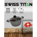 Кастрюля Swiss Diamond Titan ST6124c, диаметр 24 см, антипригарное покрытие, крышка в комплекте, Швейцария