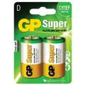 Батарейки GP Super, D (LR20, 13А), алкалиновые, комплект 2 шт, блистер