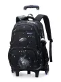 Рюкзак школьный для девочки на колесиках. Рюкзак с колесиками черный космос. Ручная кладь