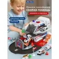 Игровой набор машинок, скорая помощь, 4 полицейские машинки, 11 дорожных знаков, звуковые и световые эффекты
