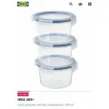Контейнер для еды пластиковый с пластиковой крышкой IKEA 365+, набор из 3 штук, круглый, 750 мл