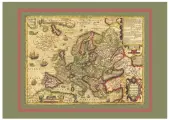 Карта Успеха Карта Европы, 1606 года, в раме, бумага, 68х48 см