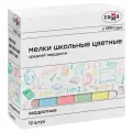 Мелки школьные цветные Гамма, 12шт, средней твердости, квадратные, картонная коробка, 323086
