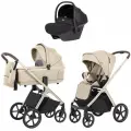 Коляска Carrello Vector 3в1 Seashell, бежевая, шасси молочное, 3 блока, автокресло