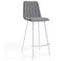 Стул барный , Тибо, DecoLine, нубук коллекции Lamb серый, каркас барный белый.