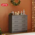 Комод LETTA Malta Plus, ЛДСП, серый, 75х39,2х71,9 см, 4 ящика, роликовые направляющие